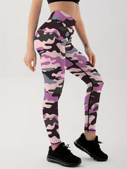 Camo Print Block Leggings High Waist Yoga Fitness Gym Sports Pants
