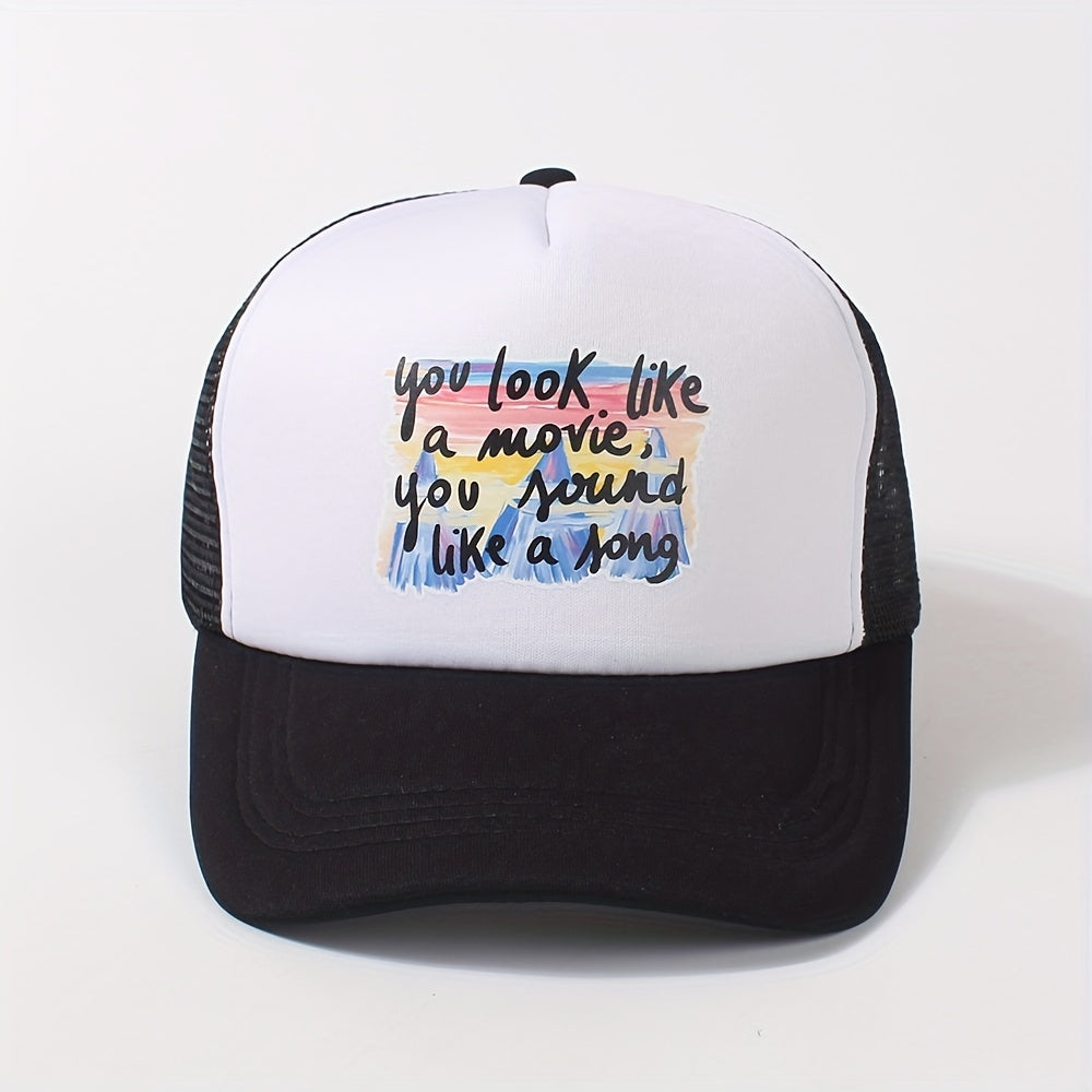 Colorful Letter Print Trucker Hat Mesh Baseball Cap Adjustable Dad Hats