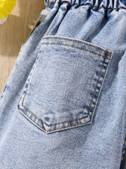 Girls' Daisy Embroidery Straight Leg Jeans For Kids