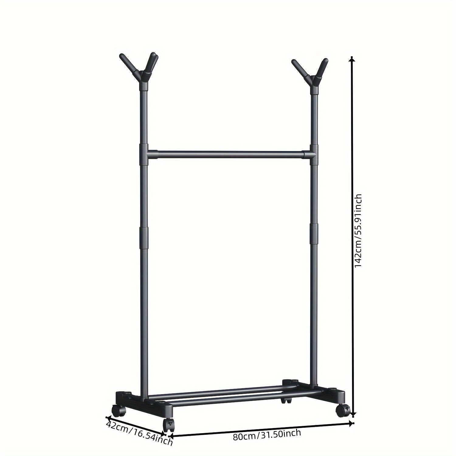 Double Pole Coat Rack With Pulley 2 Layer Clothes Rack Standing Coat Rack