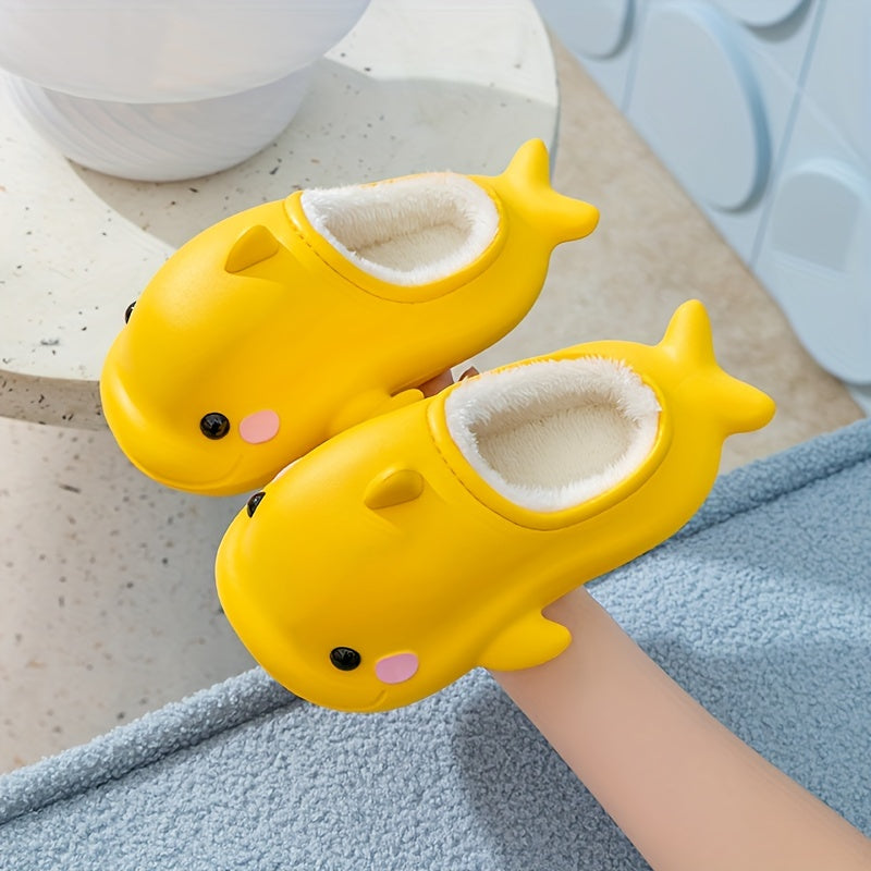 Cartoon Plus Fleece House Shoes Non Slip Soft Bottom for Boys and Girls