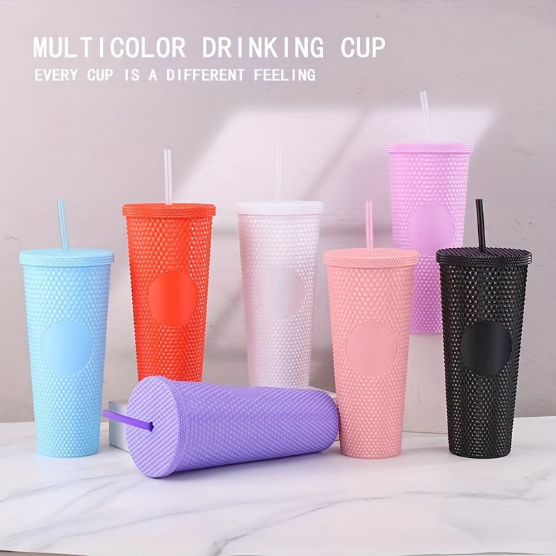 700ml Double Layer Plastic Milk Tea Cup with Straw