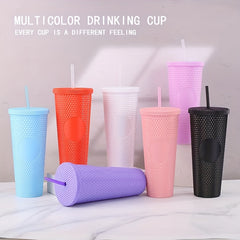 700ml Double Layer Plastic Milk Tea Cup with Straw