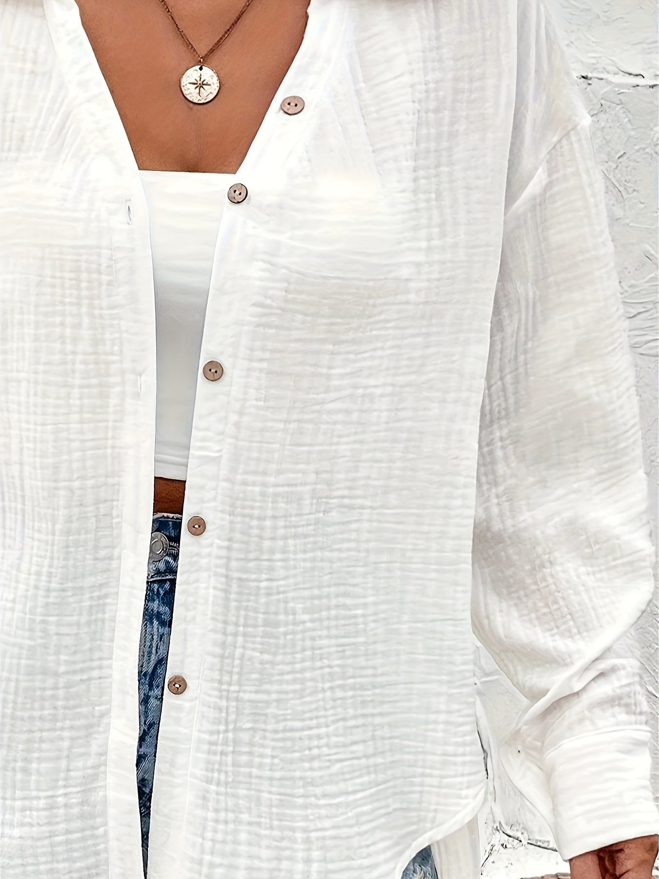 Button Up Long Sleeve Blouse