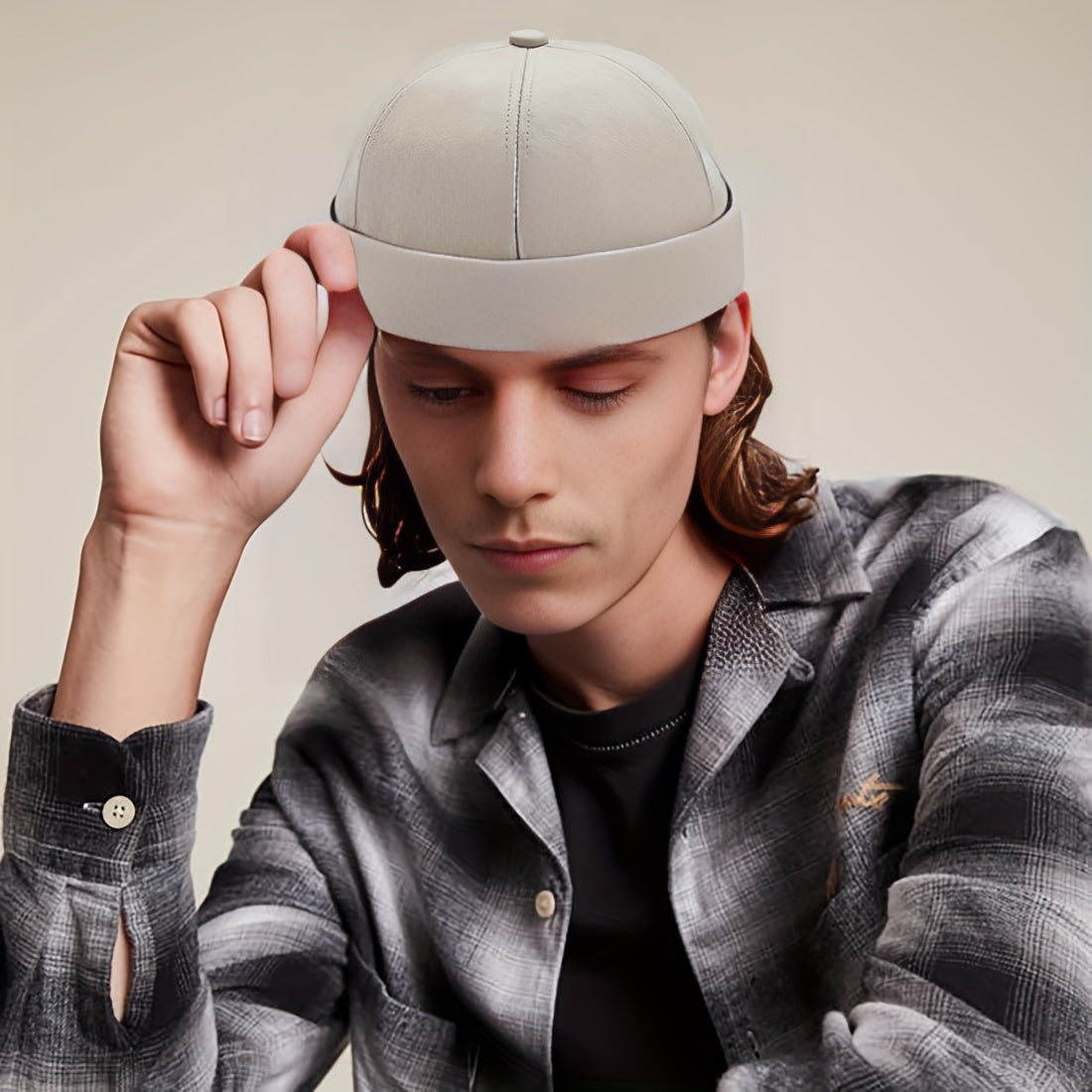 Spring Hip hop Hat Without Brim Street Hat Personality Brimless Round Hat
