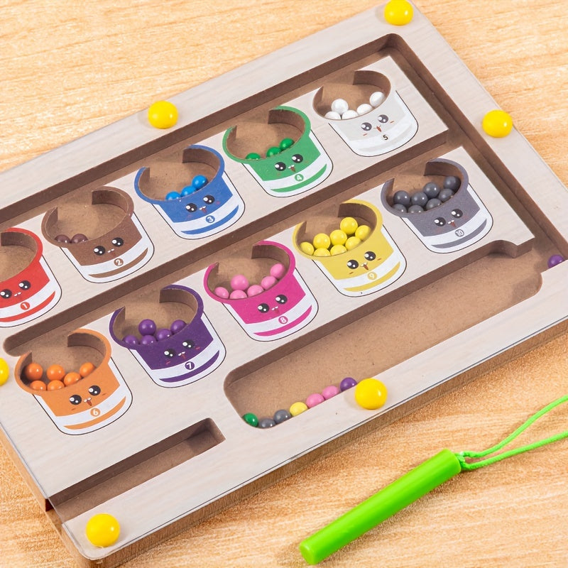Wooden Sorting Maze Numbers Counting Puzzle Toy for Kids