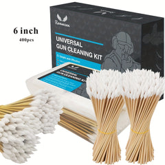 Gun Cleaning Kit with Bamboo Handle, 200 Tips, 200 Round Patches