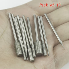 13-Piece Diamond Sanding Bits Set for Jade Carving & Stone Polishing