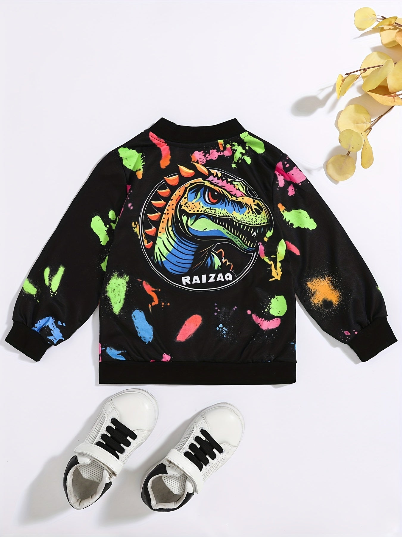 Boys Dinosaur Print Windbreaker Jacket Zip Up Kids Clothing