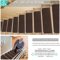 15pcs Non Slip Stair Rugs Soft Washable Stair Carpet Runner for Hall