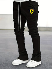 Men's Drawstring Bell bottom Pants Horse Pattern Slim Pants