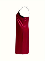 Sexy Lace Trim Satin Cami Sleep Dress