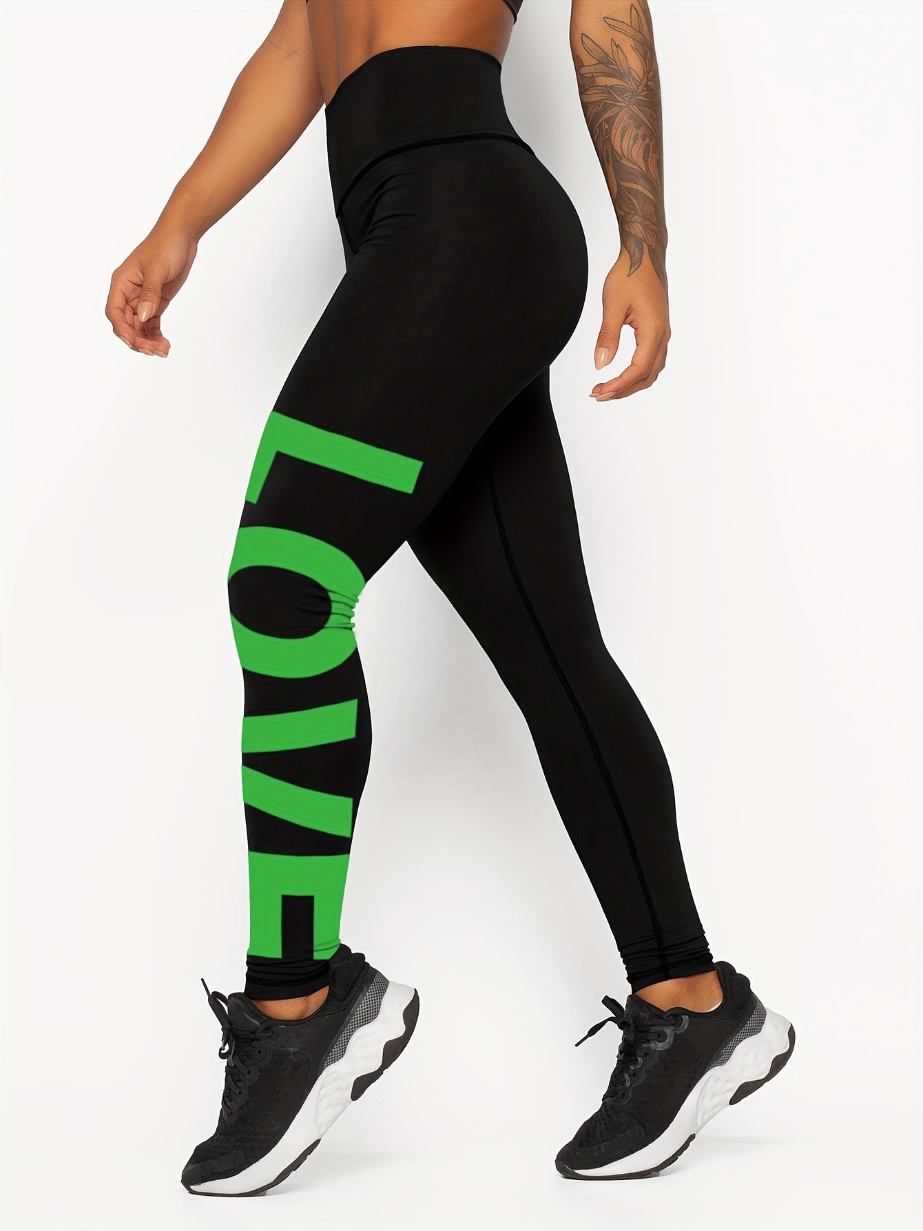 Letter Pattern Yoga Pants High Stretch Fitness Leggings