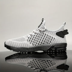 Men's Geometric Print Mesh Sneakers Outdoor Running Shoes