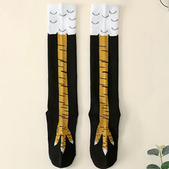 Chicken Feet Pattern Knee High Socks Funny