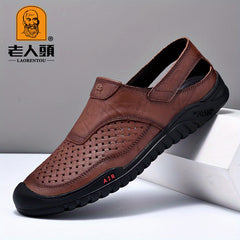 LAORENTOU Men's Leather Sandals for Hiking Trekking