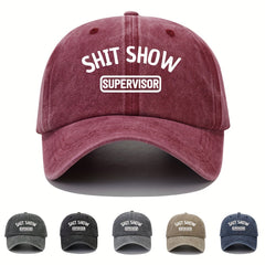 Red Adjustable Summer Mens Peaked Cap Shit Show Print