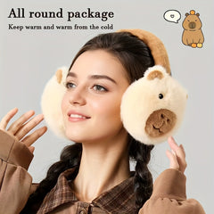 Cute Capybara Plush Earmuffs for Women - Warm Winter Accessory