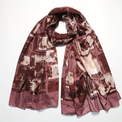 Geometric Tie Dye Print Scarf Vintage Brown Shawl