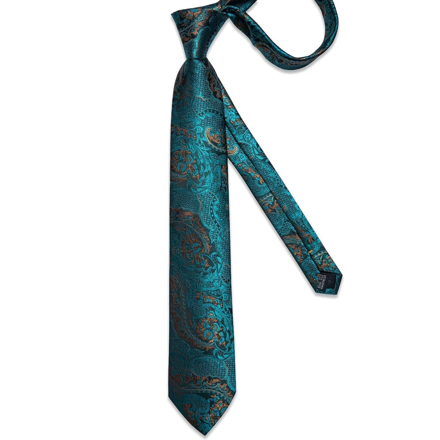 Men's Paisley Silk Wedding Tie Set with Hanky and Cufflinks