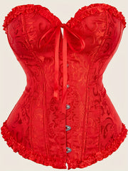 Strapless Corset Bustier Tummy Control Lace Up Jacquard Body Shaper