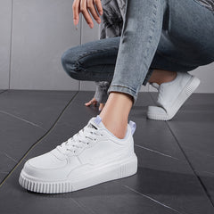 Faux Leather Solid Skate Shoes Wear Resistance Non Slip Flat Sneakers