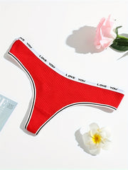 3pcs Letter Print Ribbed Thongs Soft & Comfy Intimates Panties
