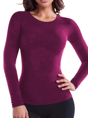 Solid Thermal Long Sleeves Blouse Warm Crew Neck Top Women's Clothing