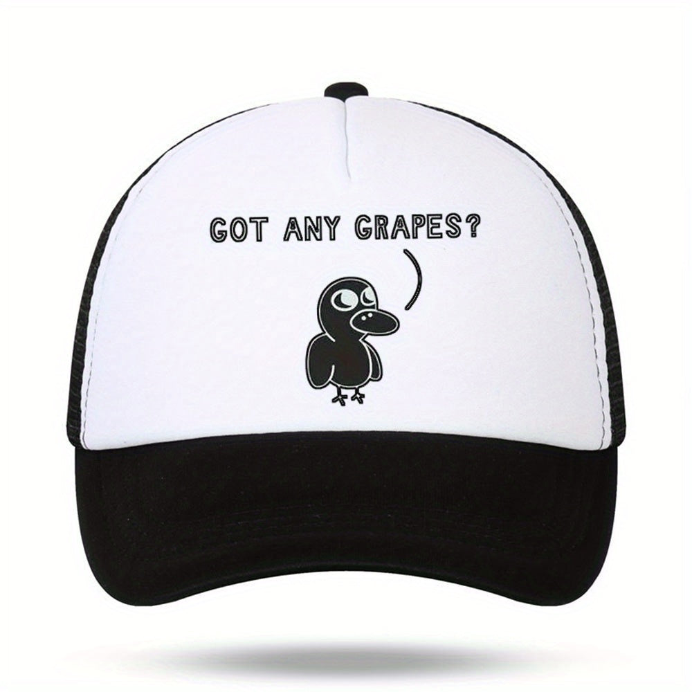 T ANY GRAPES Print Breathable Sunshade Mesh Hat Baseball Cap Driver Hat