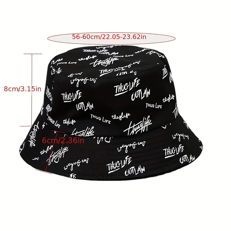 Unisex Sunshade Bucket Hat With Letter Embroidery Double sided Sun Hat