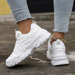 Solid Breathable Comfortable Heighten Chunky Sneakers Casual Versatile