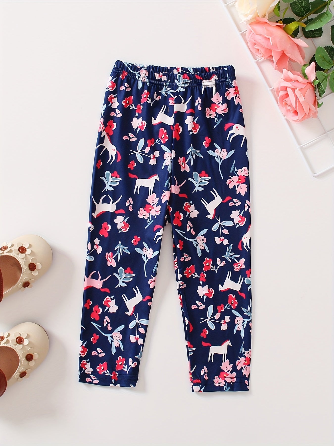 Toddler Girls Floral Unicorn Leggings Summer Clothes