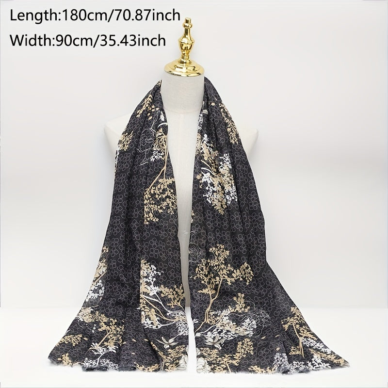 Vintage Floral Tree Print Scarf Hijab Shawl