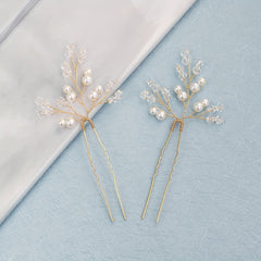 3pcs Faux Pearl Decor Braided Hair Pin Bridal Wedding Hair Accessory