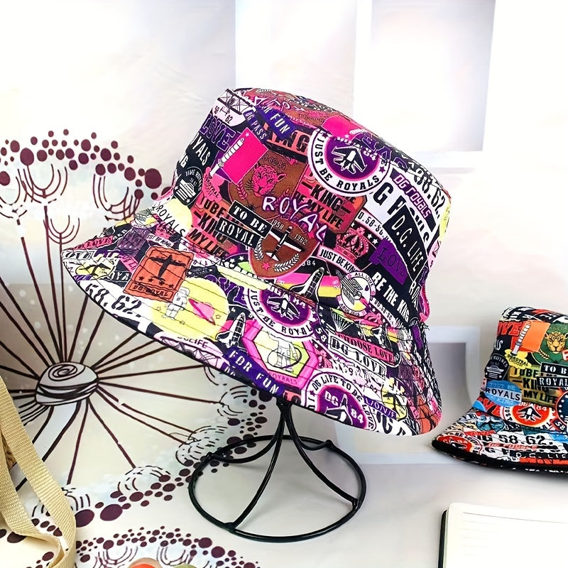 Graffiti Bucket Hat Men's Women's Double-sided Foldable Sun Hat