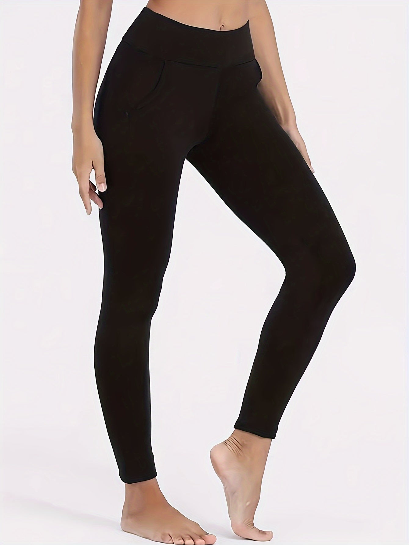 Fleece Yoga Pants With Pocket High Stretch Leggings