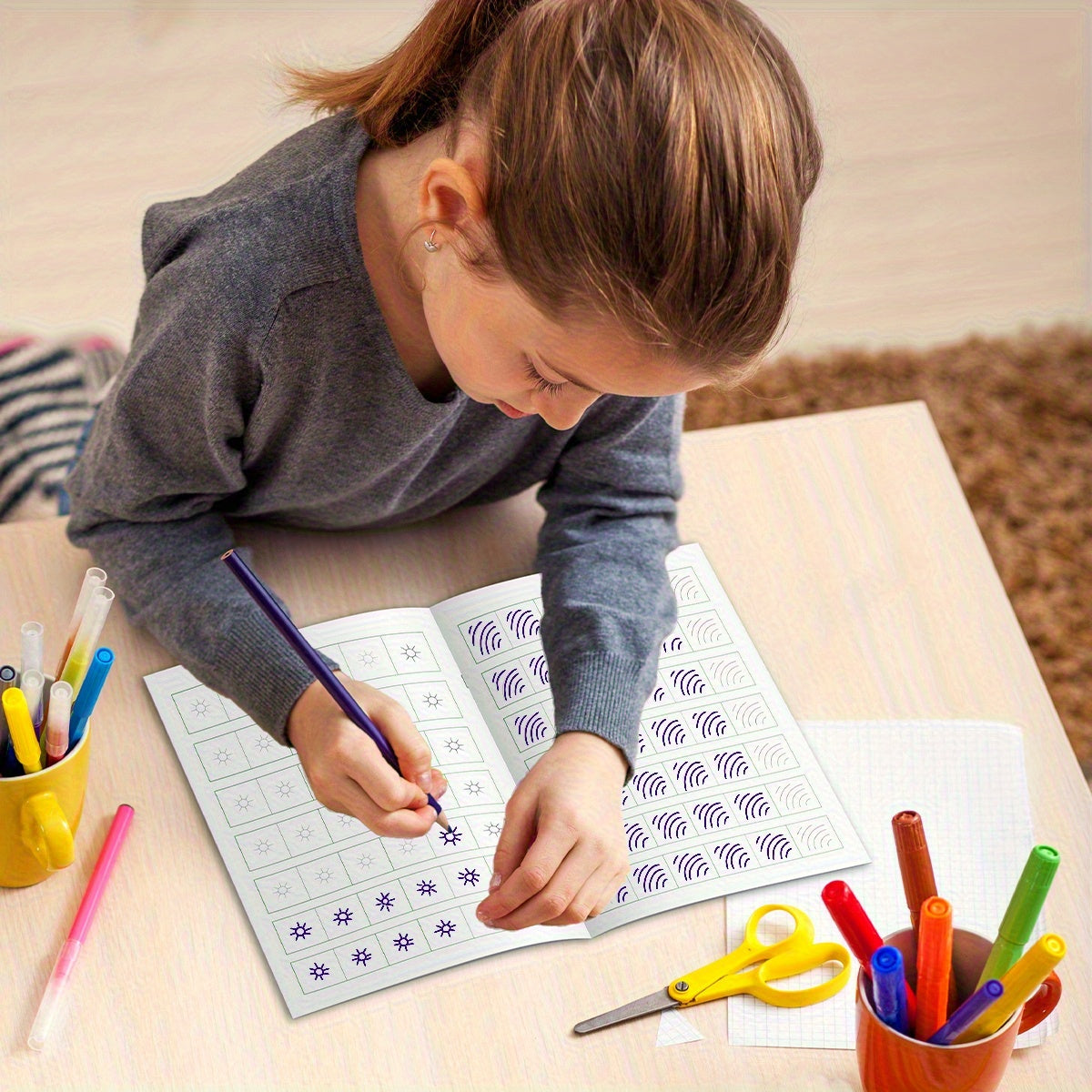 Pen Control Workbook Kids 5 7 Alphabet Numbers Shapes Tracing Practice