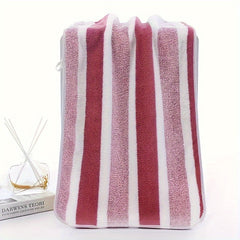 2pcs Striped Pattern Towel Set Soft Hand & Bath Towel Quick Drying Absorbent