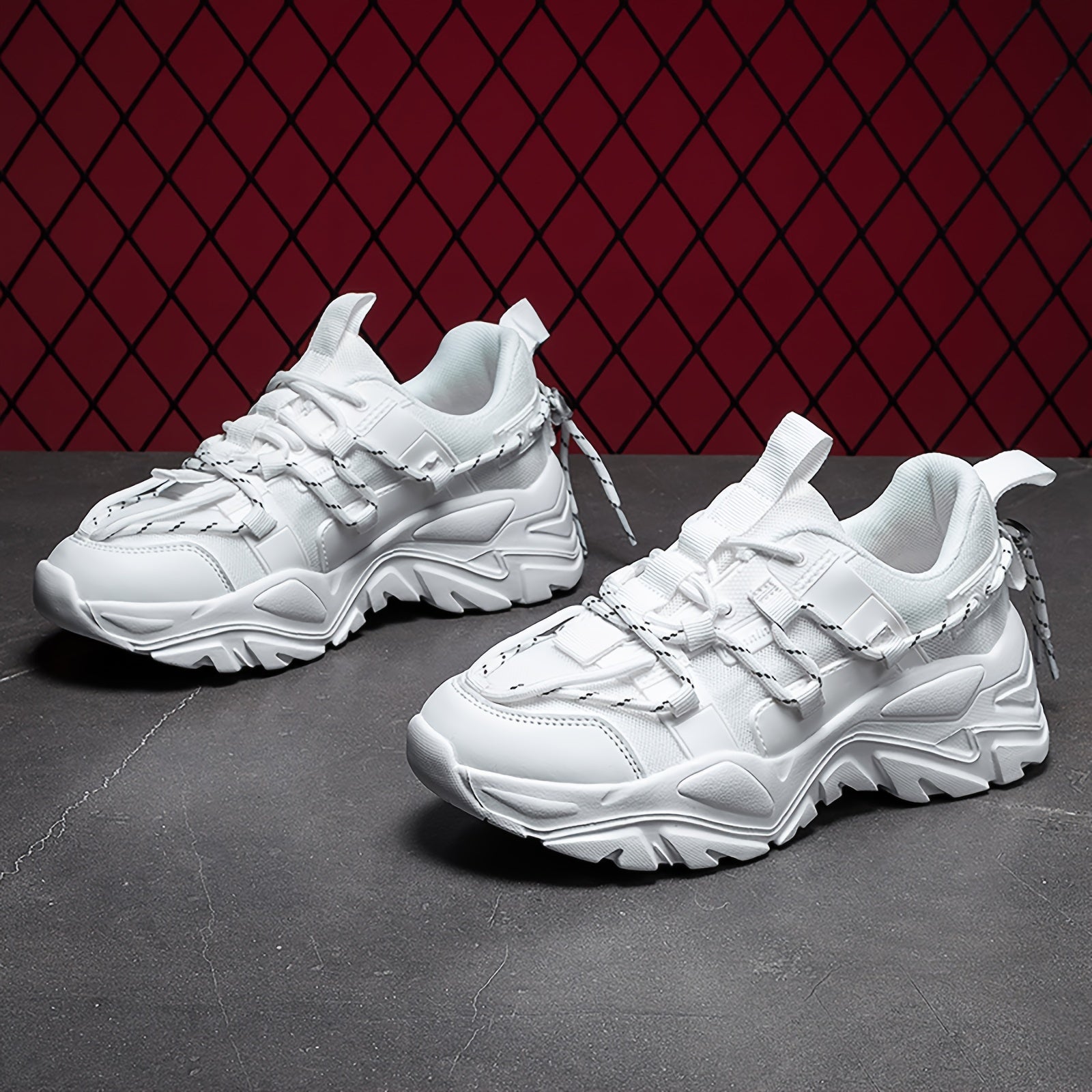 Men's Breathable Platform Shoes Non Slip Lace-up Sneakers