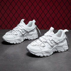 Men's Breathable Platform Shoes Non Slip Lace-up Sneakers