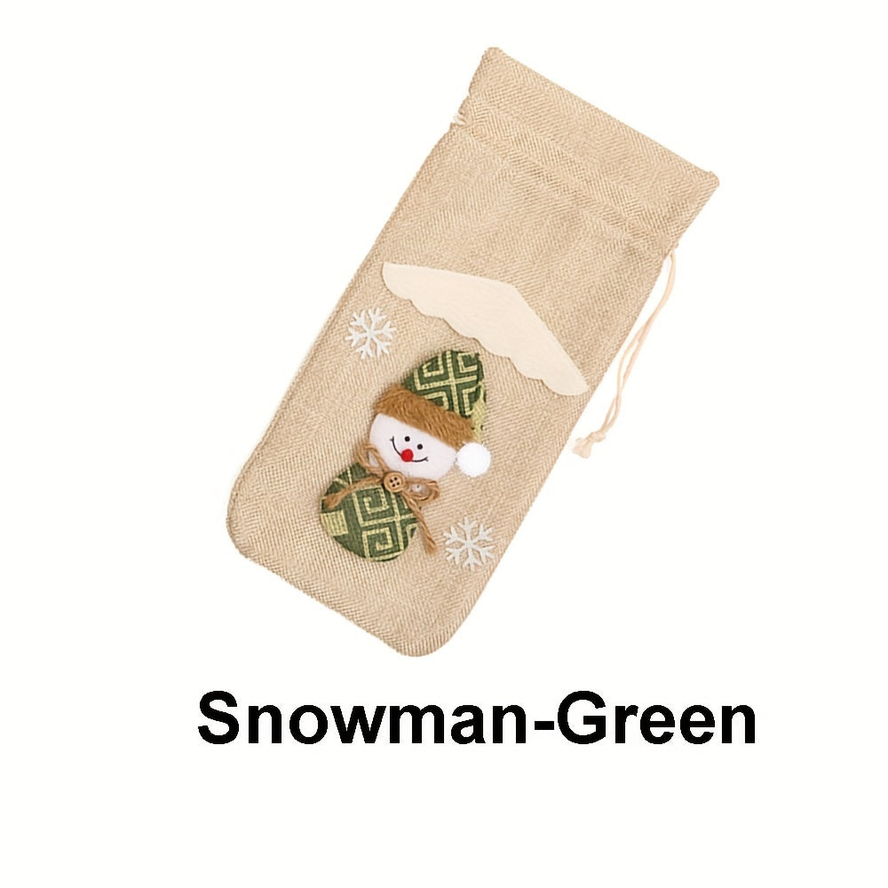 Christmas Wine Bottle Cover Bag Drawstring Sleeve Decoration
