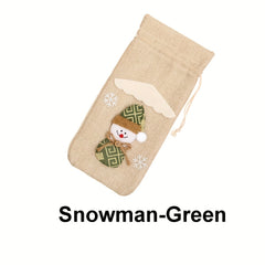 Christmas Wine Bottle Cover Bag Drawstring Sleeve Decoration