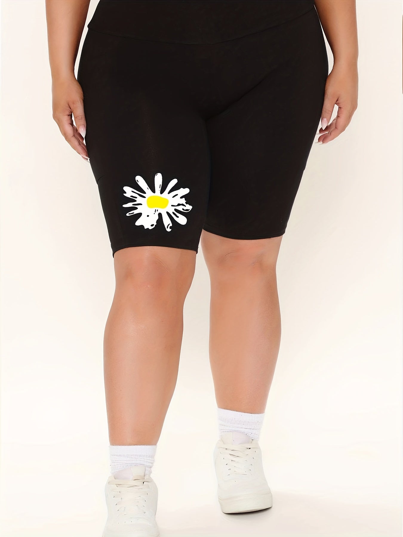 Women's Plus Floral Print High Rise Biker Shorts