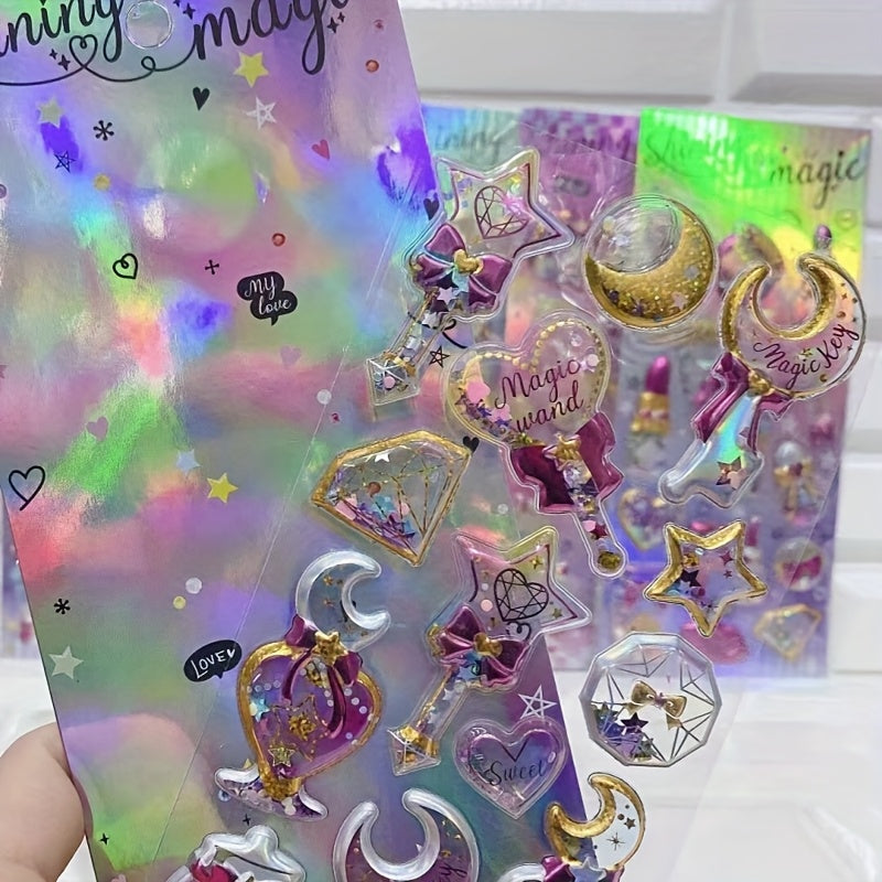3D Gemstone Stickers Fairytale Decor Set Hearts Stars Unicorns Crowns DIY Crafts