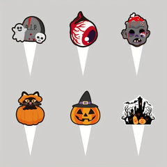 6pcs Halloween Cupcake Wraps Cake Toppers Label Marking For Food