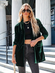 Open Front Flap Pockets Cardigan Long Sleeve Outwear for Fall/Winter