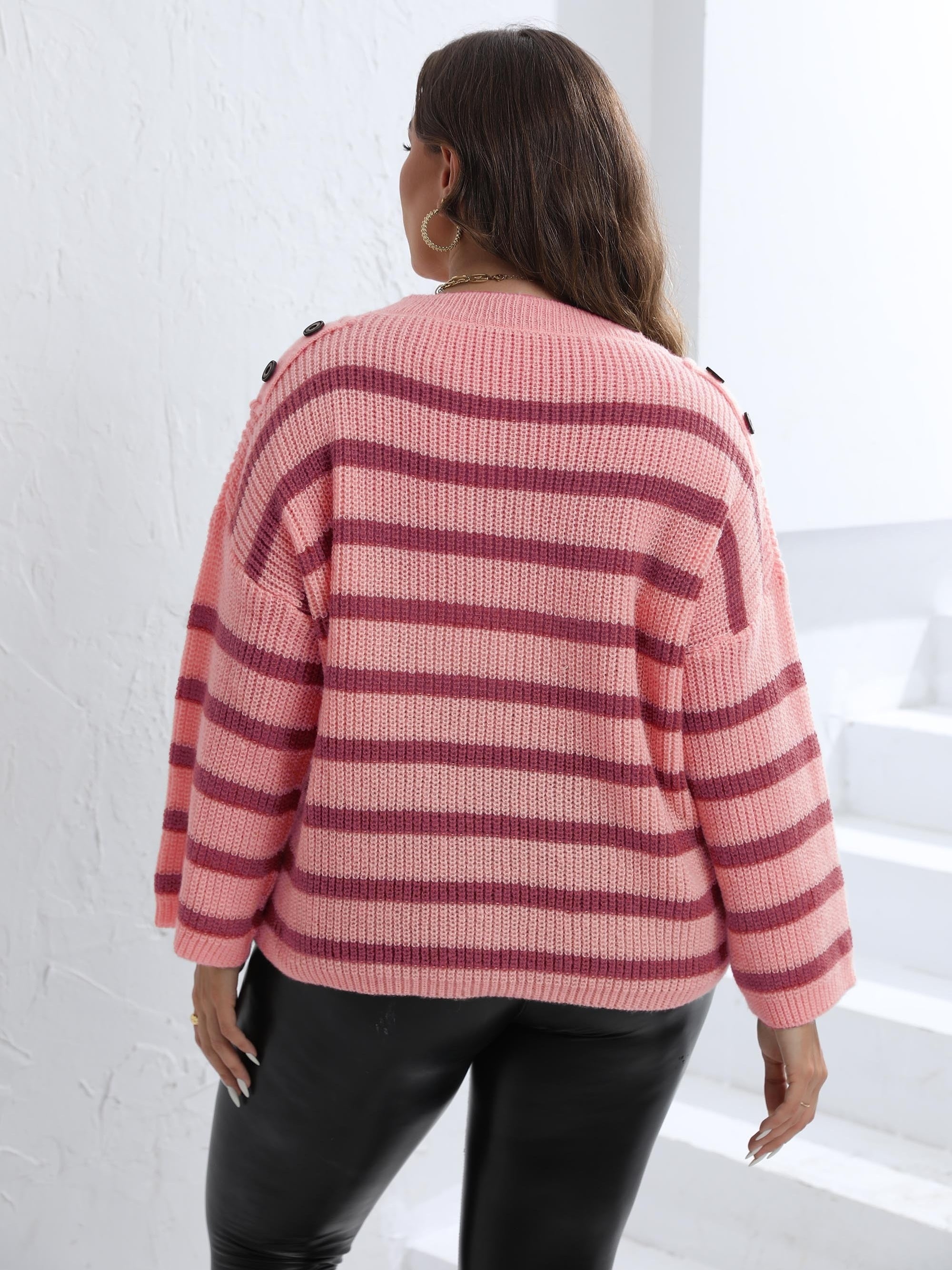 Stripe Print Round Neck Jumper
