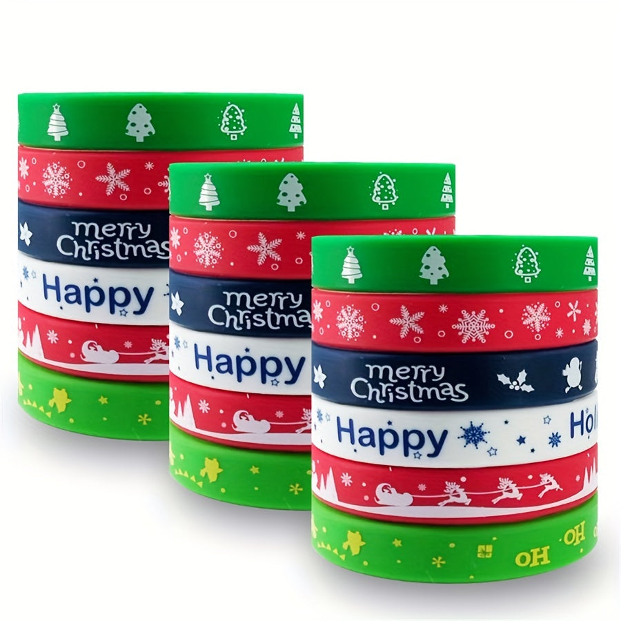 Colorful Rubber Bracelet 6 Pack Christmas Elements Gift