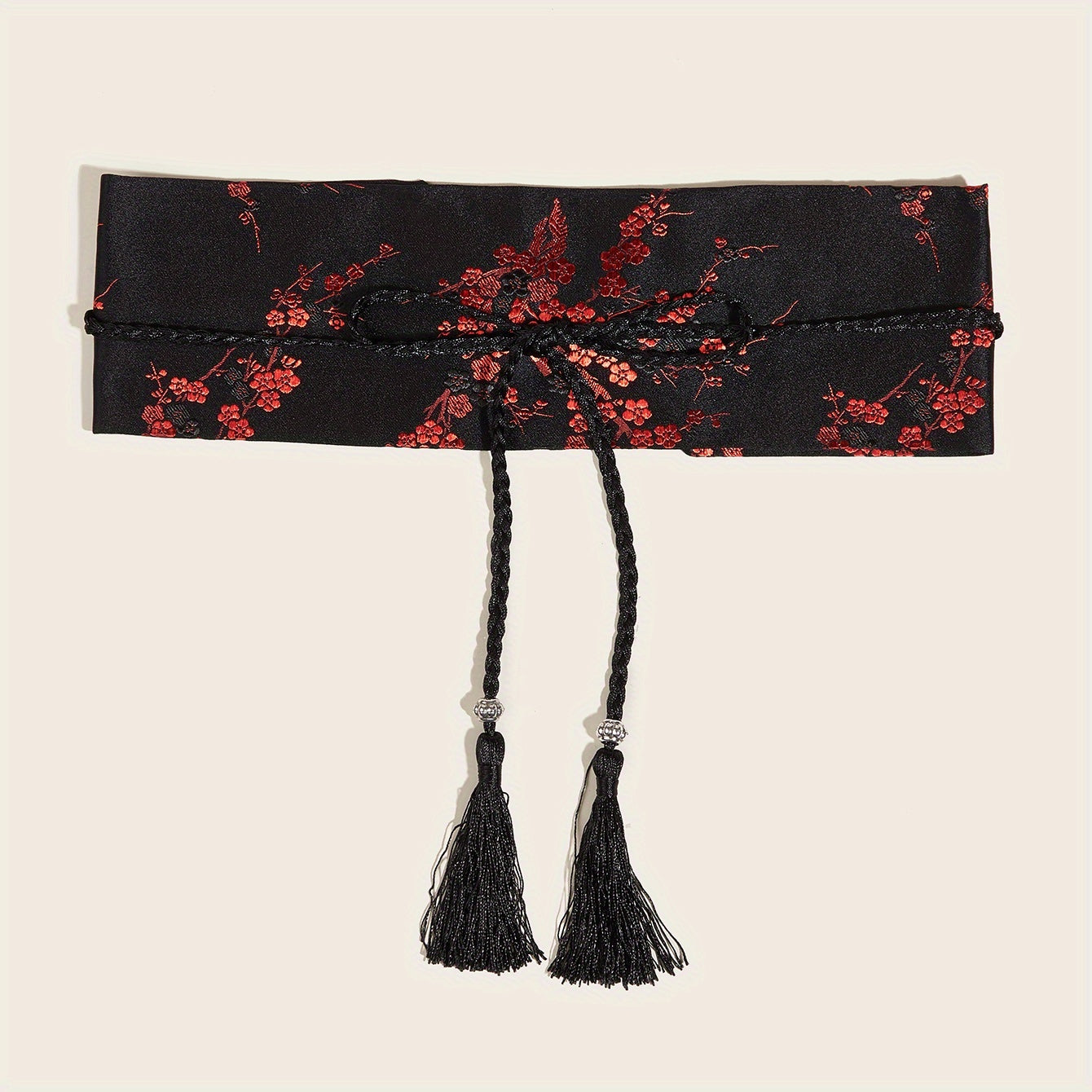 Red Waist Seal Floral Embroidery Belt Classic Dress Belt Accessories