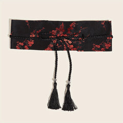 Red Waist Seal Floral Embroidery Belt Classic Dress Belt Accessories